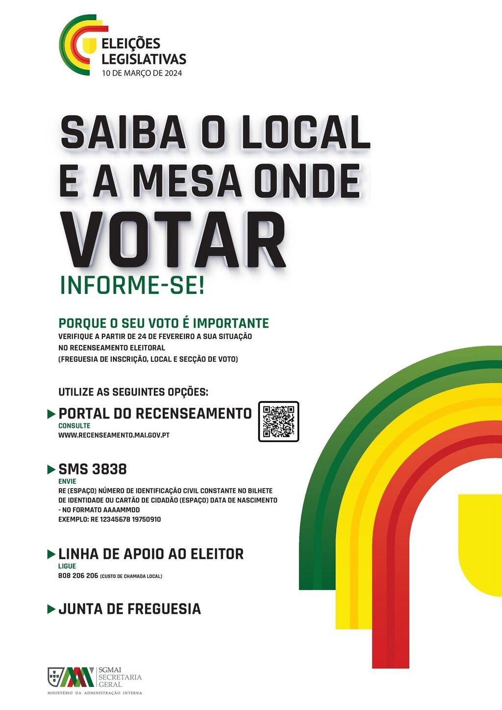 Saiba onde votar | Informação importante para todos os eleitores | Eleições Legislativas
