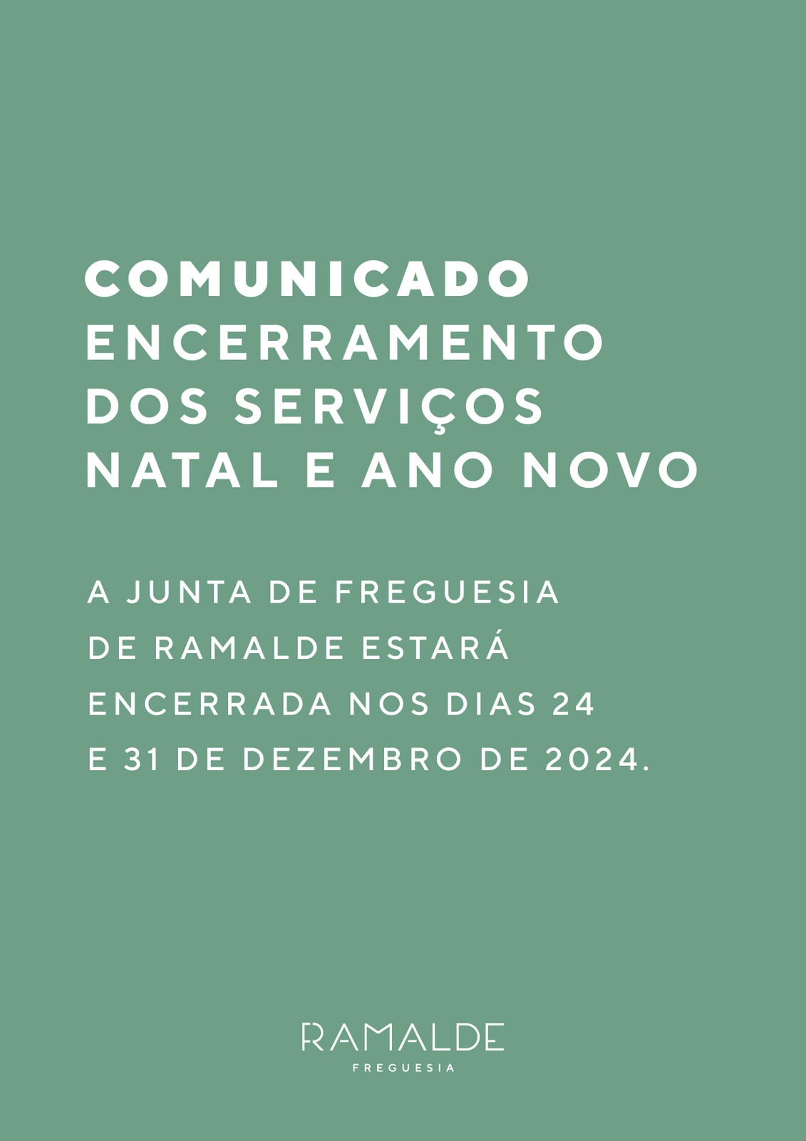 𝗛𝗼𝗿𝗮́𝗿𝗶𝗼 𝗱𝗲 𝗡𝗮𝘁𝗮𝗹 𝗲 𝗔𝗻𝗼 𝗡𝗼𝘃𝗼 | Comunicado