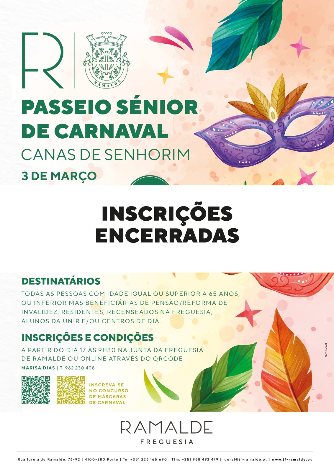 [INSCRIÇÕES ENCERRADAS] 𝗣𝗮𝘀𝘀𝗲𝗶𝗼 𝗦𝗲́𝗻𝗶𝗼𝗿 𝗱𝗲 𝗖𝗮𝗿𝗻𝗮𝘃𝗮𝗹 | 3 de março 