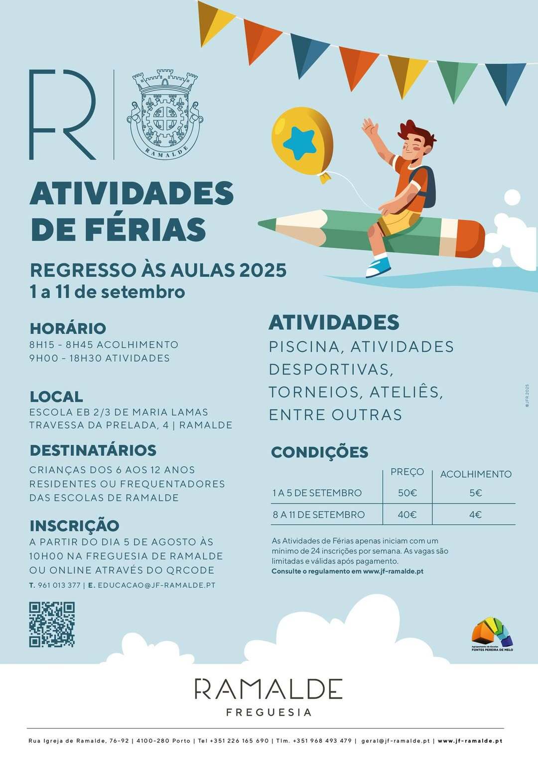 Atividades de Férias de Regresso às Aulas | Reabertura de inscrições 